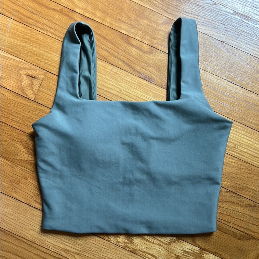 YPB Olive green cropped workout top